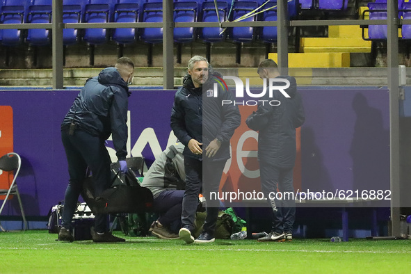 Barrow manager David Dunn    during the Sky Bet League 2 match between Barrow and Oldham Athletic at the Holker Street, Barrow-in-Furness on...