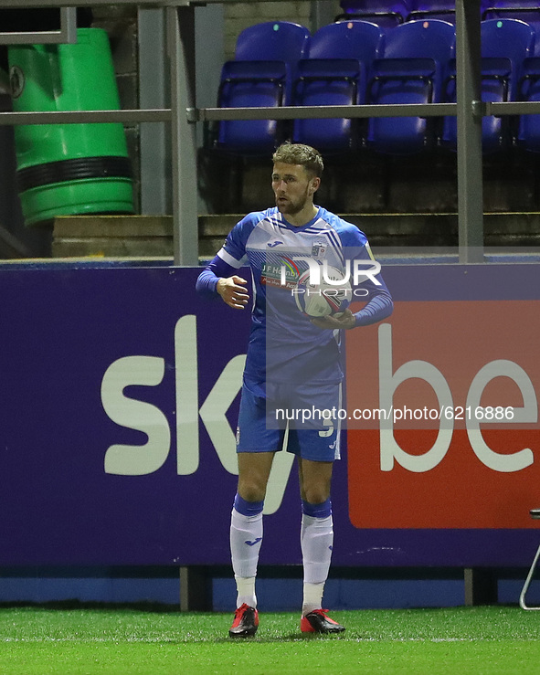 Patrick Brough of Barrow during the Sky Bet League 2 match between Barrow and Oldham Athletic at the Holker Street, Barrow-in-Furness on Tue...