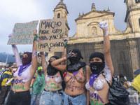 Some women participate in the Day of non-violence against women in Bogota, Colombia, on November 25, 2020 (