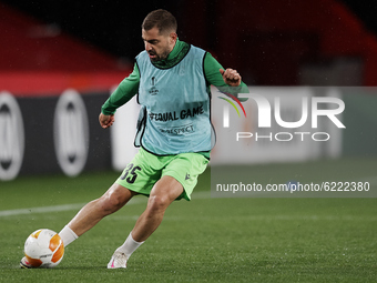 Charalampos Mavrias of Omonoia during the warm-up before the UEFA Europa League Group E stage match between Granada CF and AC Omonoia at Est...