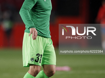 Giannis Kousoulos of Omonoia during the warm-up before the UEFA Europa League Group E stage match between Granada CF and AC Omonoia at Estad...