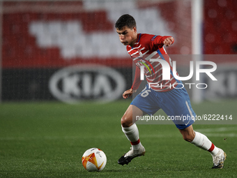 Alberto Soro of Granada runs with the ball during the UEFA Europa League Group E stage match between Granada CF and AC Omonoia at Estadio Nu...