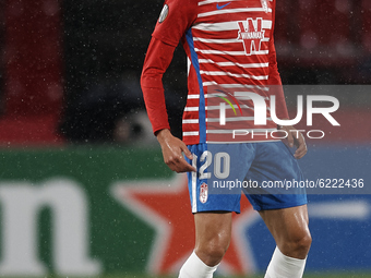 Jesus Vallejo of Granada controls the ball during the UEFA Europa League Group E stage match between Granada CF and AC Omonoia at Estadio Nu...