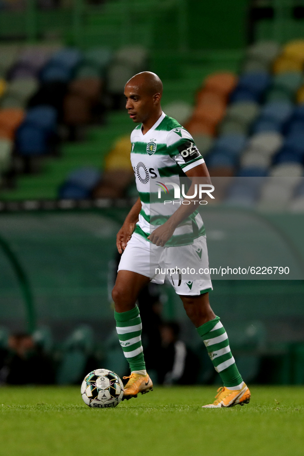 Joao Mario of Sporting CP in action during the Portuguese League football match between Sporting CP and Moreirense FC at Jose Alvalade stadi...