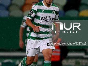 Pedro Goncalves of Sporting CP in action during the Portuguese League football match between Sporting CP and Moreirense FC at Jose Alvalade...