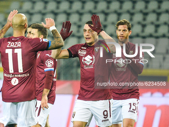Andrea Belotti of Torino FC  celebrates with his team mates during the Serie A match between Torino FC and UC Sampdoria at Stadio Olimpico G...