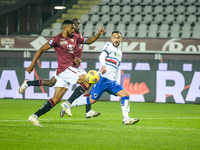 Fabio Quagliarella of UC Sampdoria and Gleison Bremer of Torino FCduring the Serie A match between Torino FC and UC Sampdoria at Stadio Olim...