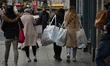 Shoppers in O'Connell Street Street in Dublin city centre, Taoiseach (Irish PM) Micheal M...