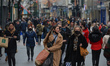 Shoppers in Grafton Street in Dublin city centre, Taoiseach (Irish PM) Micheal Martin ann...