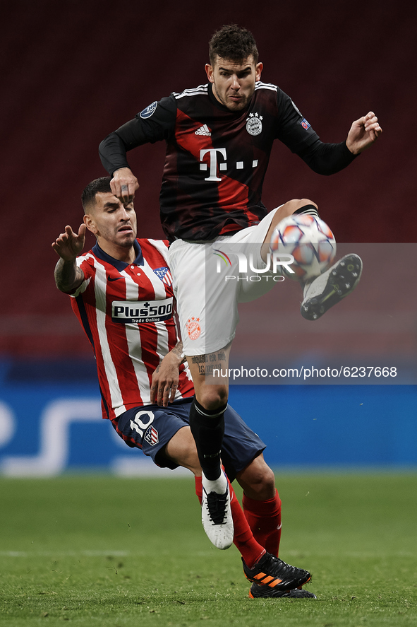 Lucas Hernandez of Bayern controls the ball during the UEFA Champions League Group A stage match between Atletico Madrid and FC Bayern Muenc...