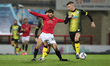 Barrow's Harrison Biggins battles with Morecambe's \mv20\   during the Sky Bet League 2 ma...