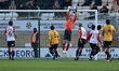 Oldham Athletic's Ian Lawlor (Goalkeeper) saves a shot during the Sky Bet League 2 match b...