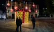 Piazza del Popolo illuminated and decorated for Christmas, December 10th in Alberobello....