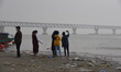 People visits to see the under construction Padma Bridge at morning in Munshinganj outskir...