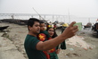 People visits to see the under construction Padma Bridge at morning in Munshinganj outskir...