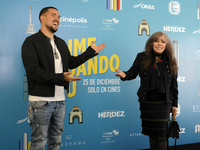 Actress Veronica Castro and Juca during the press conference for the movie Dime Cuando Tu on December 14 2020 in Mexico City, Mexico.  (