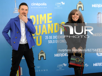 Actress Veronica Castro and Jesus Zabala during the press conference for the movie Dime Cuando Tu on December 14 2020 in Mexico City, Mexico...
