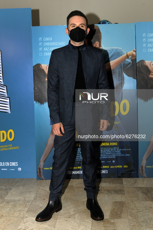 Jesus Zabala poses for photos during the red carpet of film premiere  Dime Cuando T at  Cinepolis Diana on December 14 2020 in Mexico City,...