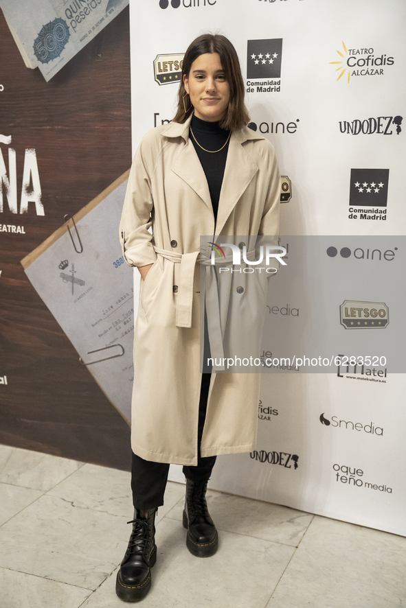 Isabel Garrido at photocall for premiere Fariña in Teatro Cofidis Alcazar December 2020.December 17, 2020 in Madrid, Spain. 
