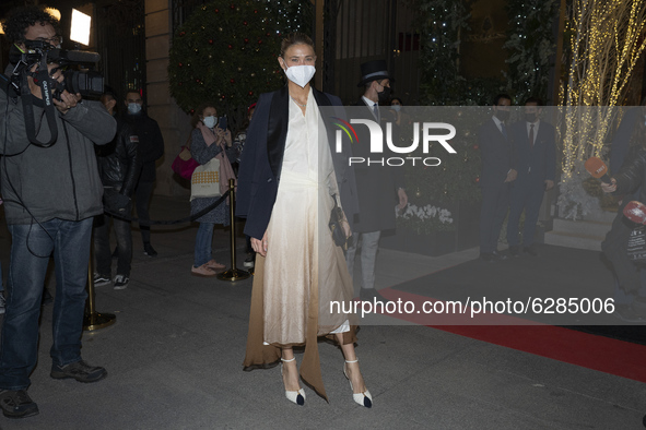 Carla Pereyra attend the Christmas party at the Four Seasons Hotel Madrid, December 18, 2020.  
