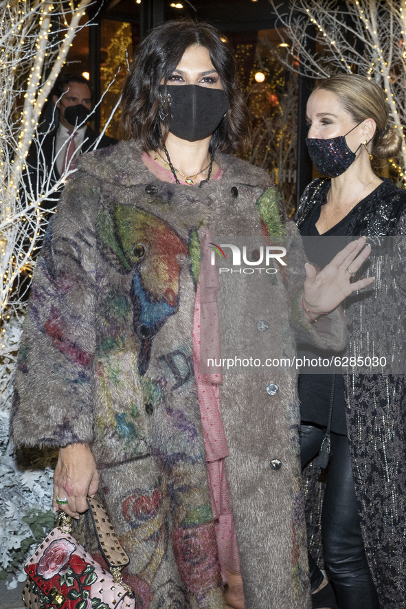 Raquel Perera attend the Christmas party at the Four Seasons Hotel Madrid, December 18, 2020.  