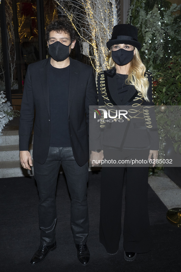Cayetana Guillen Cuervo and Omar Ayyashi Ramiro attend the Christmas party at the Four Seasons Hotel Madrid, December 18, 2020.  