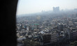 An aerial view shows neighbourhood around the mosque complex from one of its minarets, at...