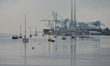 A view of Poolbeg Yacht & Boat Club and a container terminal at Dublin Port.With the grow...