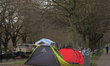 Rough sleeper's tents seen on Christmas Day, next to the Grand Canal in Dublin. On Friday...