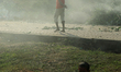 Children seen playing besides fire at Suhrawardy Udyan  in Dhaka, Bangladesh on Saturday,...