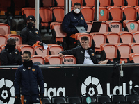 Kevin Gameiro of Valencia sitting on the bench during the La Liga Santander match between Valencia CF and Cadiz CF at Estadio Mestalla on Ja...