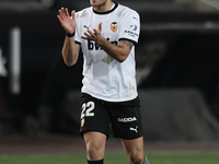 Maxi Gomez of Valencia celebrates after scoring his sides first goal during the La Liga Santander match between Valencia CF and Cadiz CF at...