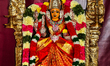 Adorned idol of Goddess Sri Nagapooshani Amman at a Tamil Hindu temple in Ontario, Canada,...