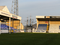 A general view of HMS Trincomalee on the Historic Quay seen btween the stands during the Vanarama National League match between Hartlepool U...