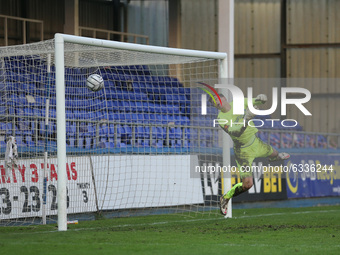  Wealdstone's Stuart Moore pushes the ball round the post  during the Vanarama National League match between Hartlepool United and Wealdston...