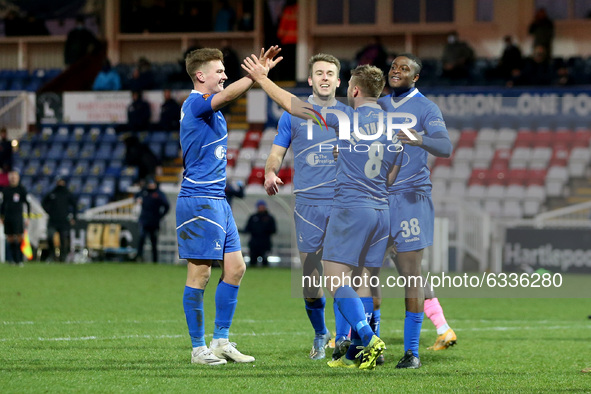 Nicky Featherstone of Hartlepool United celebrates after scoring their third goal during the Vanarama National League match between Hartlepo...