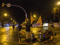 Catalan independence activist is seen putting up pro-independence flags on avenue.
Close to the elections of the Generalitat of Catalonia, t...