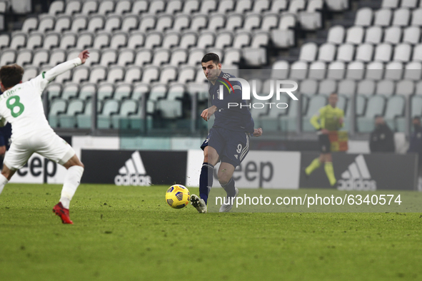 Alvaro Morata of Juventus FC during the Serie A football match between Juventus FC and US Sassuolo at Allianz Stadium on January 10, 2021 in...