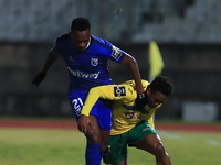 Luther Singh of FC Pacos Ferreira and Cafu Phete of Belenenses SAD in action during the Liga NOS match between Belenenses SAD and FC Pacos d...