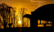Early morning daily life in the Netherlands. Winter sunrise in North Brabant region with t...