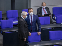 Jens Spahn, Horst Seehofer attends the 203th Summit of the German Parliament, in Berlin, Germany, on January 13, 2021. (
