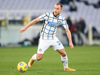 Christian Eriksen of FC Internazionale controls the ball during the Coppa Italia match between ACF Fiorentina and FC Internazionale at Stadi...