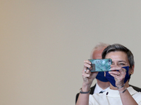 EU Commissioner Margrethe Vestager take a picture during a visit of the European College of Commissioners for a round of meetings under the...