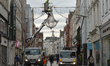 Christmas lights and decorations taking down on Grafton Street seen in Dublin city center...