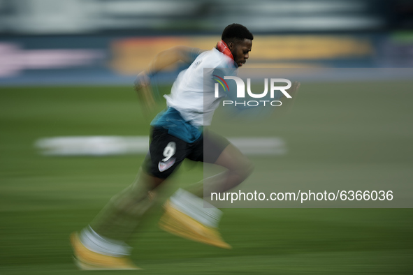 Inaki Williams of Athletic  during the warm-up before the Supercopa de Espana Semi Final match between Real Madrid and Athletic Club at Esta...