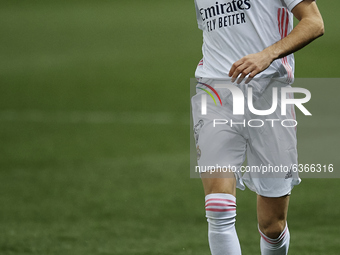 Karim Benzema of Real Madrid in action during the Supercopa de Espana Semi Final match between Real Madrid and Athletic Club at Estadio La R...