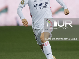 Luka Modric of Real Madrid runs with the ball during the Supercopa de Espana Semi Final match between Real Madrid and Athletic Club at Estad...