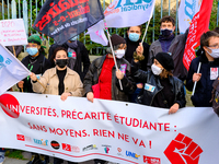 Students take part in a demonstrataion against the government policy, in Paris, France, on January 20, 2021. (