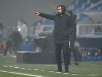 Andrea Pirlo manager of Juventus FC gestures during the Italian PS5 Supercup Final match between FC Juventus and SSC Napoli at the Mapei Sta...