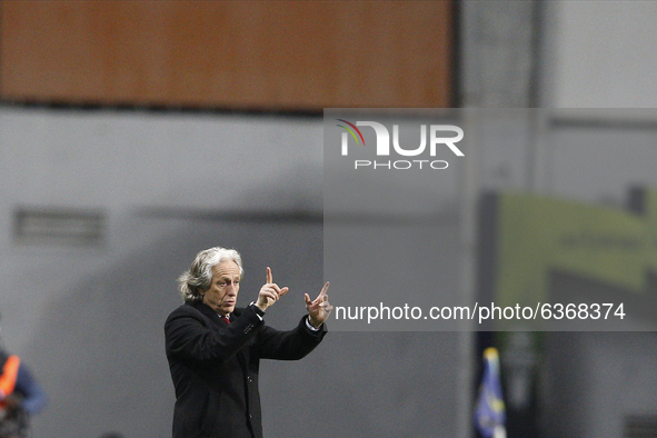 SL Benfica Coach Jorge Jesus giving instructions to his players during the Allianz Cup semi final game between SL Benfica and Braga, at  Est...